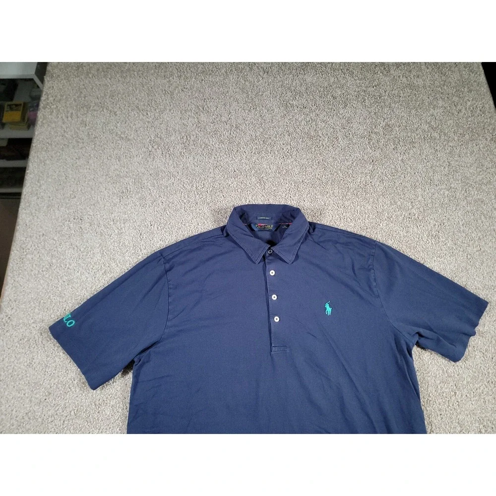 POLO GOLF Ralph Lauren Mens XL Stretch Lisle Dark Blue Short Sleeve Polo Shirt